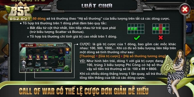 Call of War có thể lệ cược đơn giản dễ hiểu